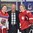 PLYMOUTH, MICHIGAN - APRIL 4: Czech Republic's Katerina Mrazova #16 and Switzerland's Lara Stalder #7 are presented with the player of the game awards following a Czech Republic win by a score of 4-2 during relegation round action at the 2017 IIHF Ice Hockey Women's World Championship. (Photo by Minas Panagiotakis/HHOF-IIHF Images)

